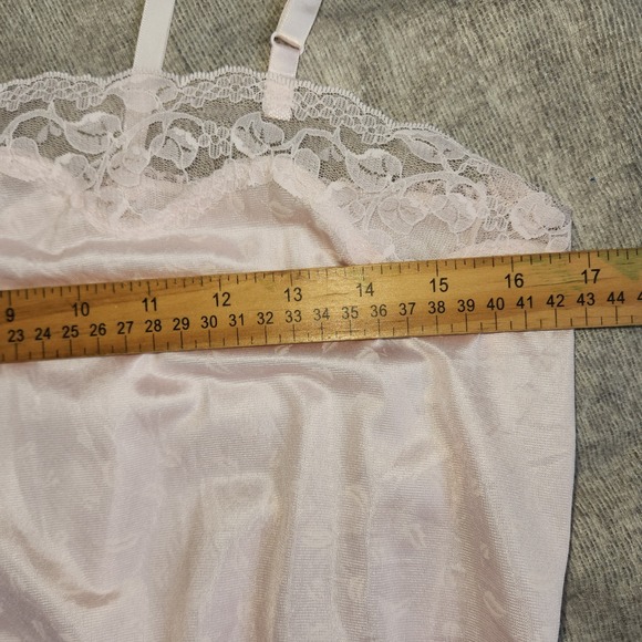 Vintage 80s Ashley Taylor Satin Lace Teddy Romper Light Pink Two Tone Lingerie - Picture 5 of 7